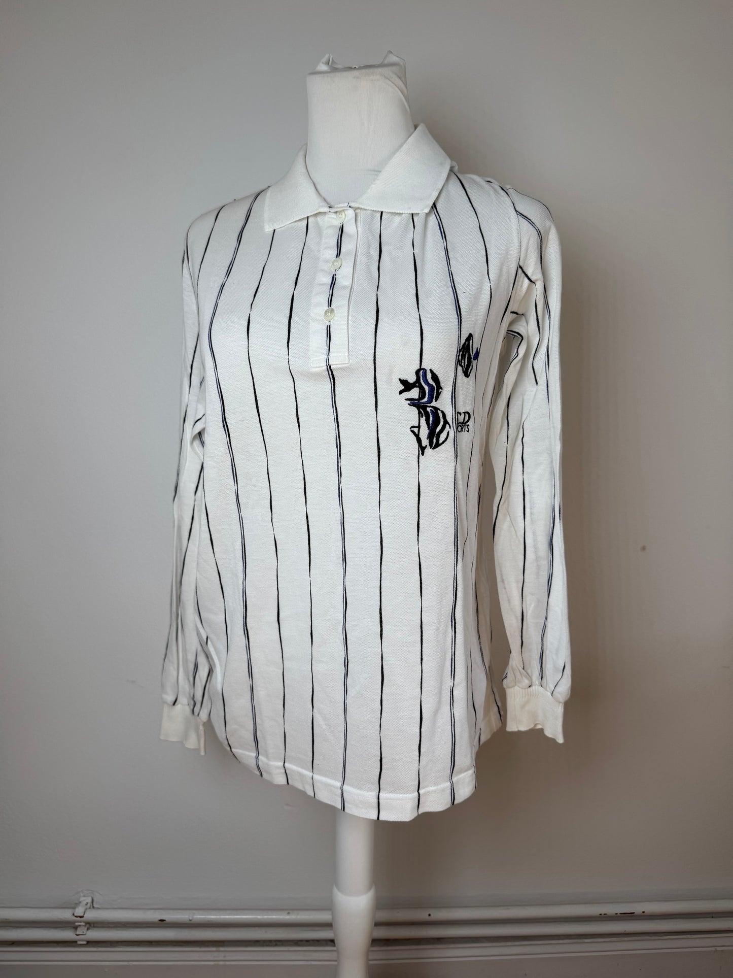 Vintage Dior Shirt Sweater Striped White L
