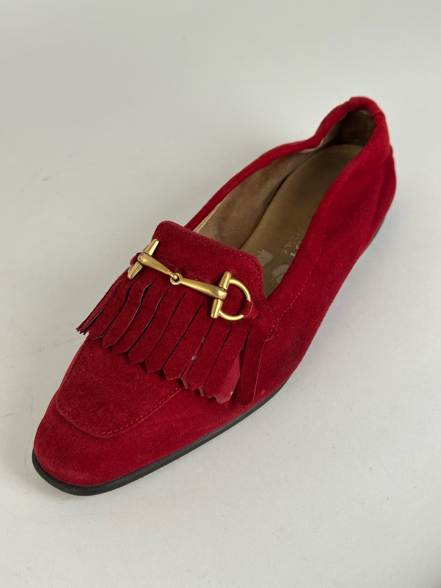 Vintage Gucci Horsebit suede loafer Red