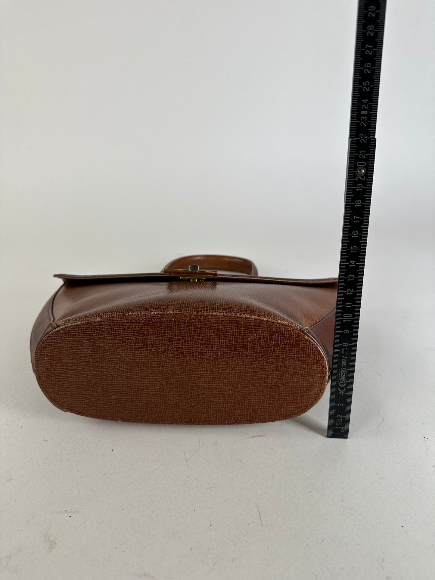 Vintage Givenchy GV3 Logo Grained Leather Top Handle Bag Tan