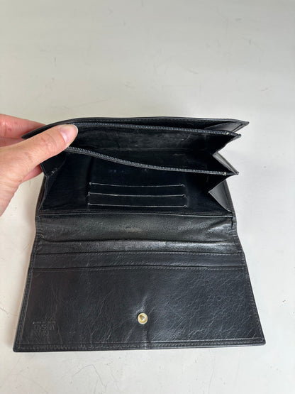 Vintage Versace Medusa Leather Clutch Wallet Black Gold