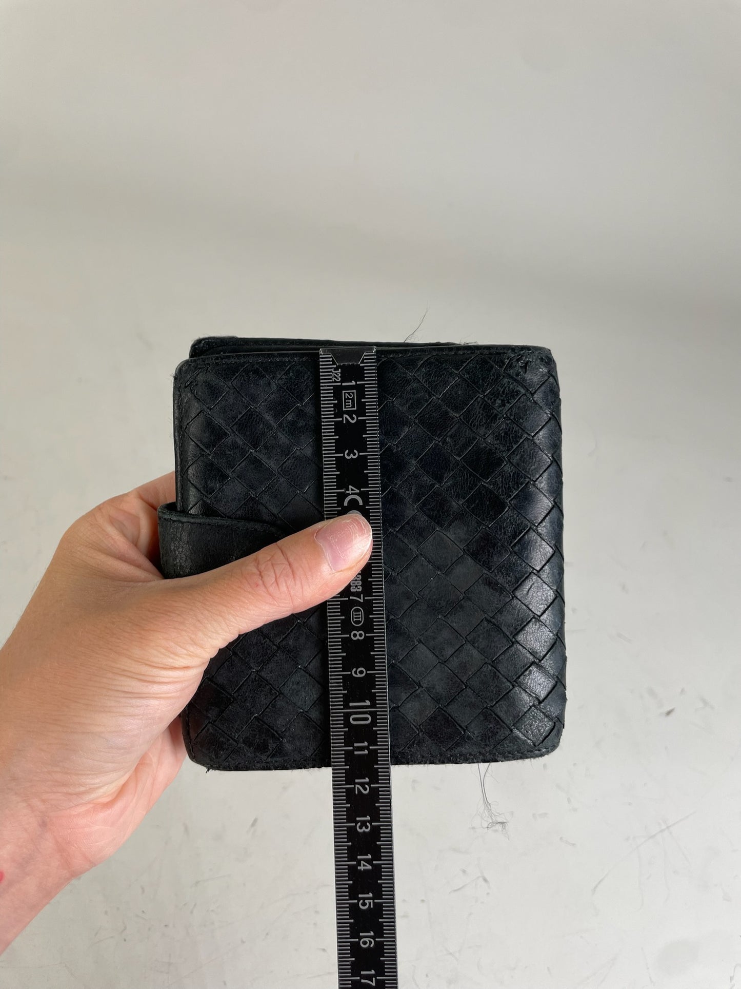 Vintage Bottega Veneta Intrecciato Woven Leather Wallet Black