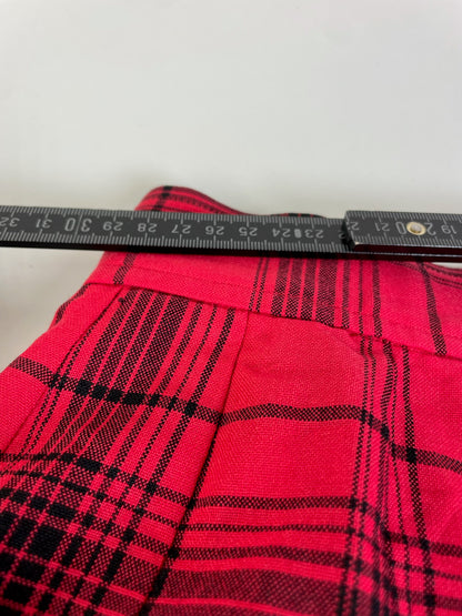 Vintage Saint Laurent Plaid Cotton Skirt Red Black M
