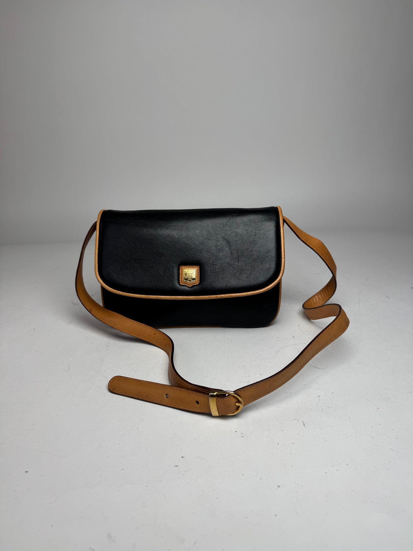 Vintage Celine Triomphe Bag Brown Black 