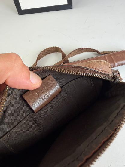 Vintage Gucci GG Supreme Crossbody Bag Beige Brown Gold