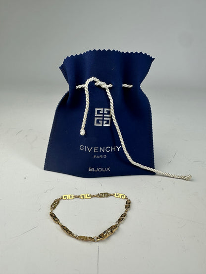 Vintage Givenchy Greek Key Bracelet Gold Metal