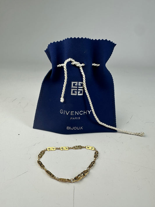 Vintage Givenchy Greek Key Bracelet Gold Metal