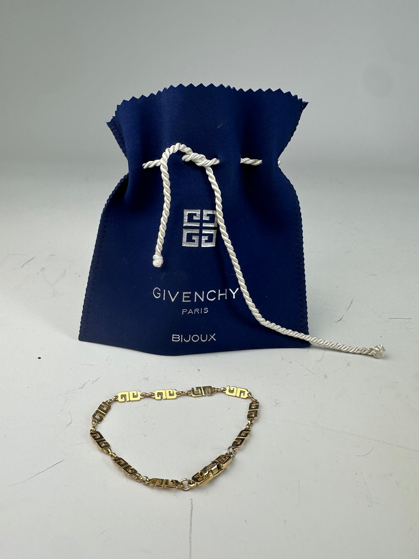 Vintage Givenchy Greek Key Bracelet Gold Metal