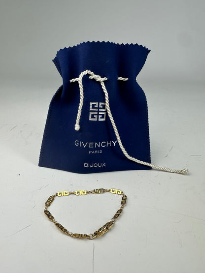 Vintage Givenchy Greek Key Bracelet Gold Metal
