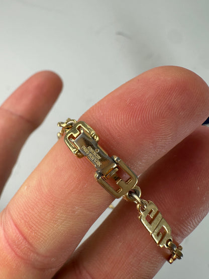 Vintage Givenchy Greek Key Bracelet Gold Metal