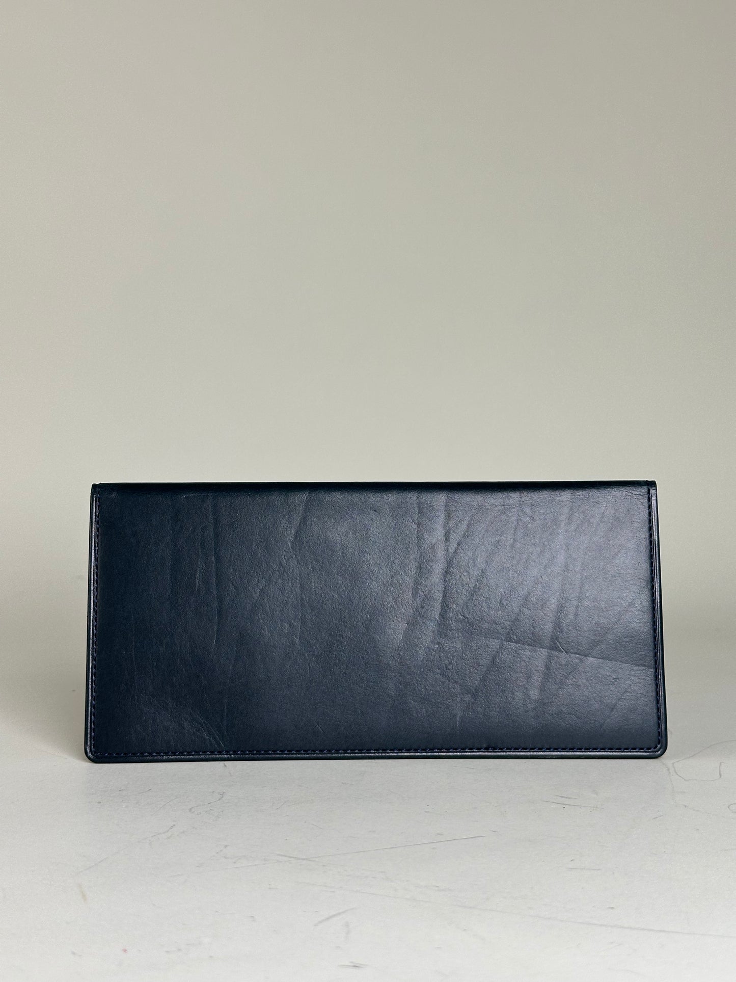 Vintage Yves Saint Laurent Leather Long Wallet Dark Navy Gold