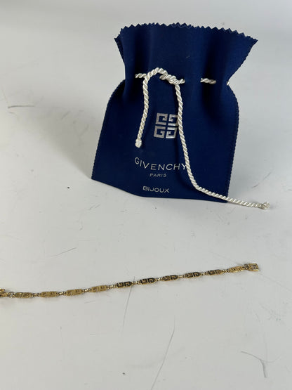 Vintage Givenchy Greek Key Bracelet Gold Metal