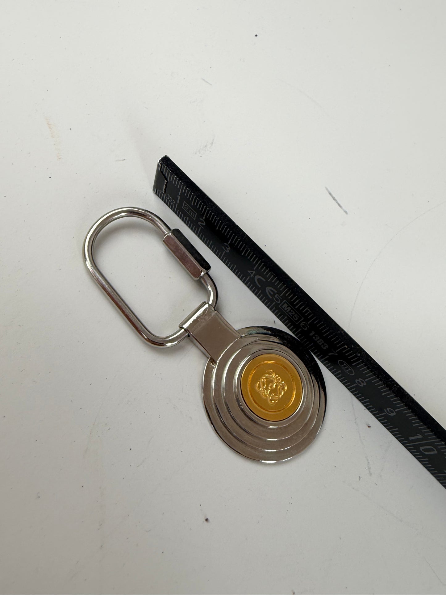 Vintage Loewe Metal Keychain Silver Gold