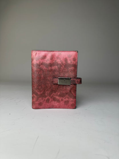 Vintage Gucci Snakeskin Leather Wallet Pink Burgundy Silver