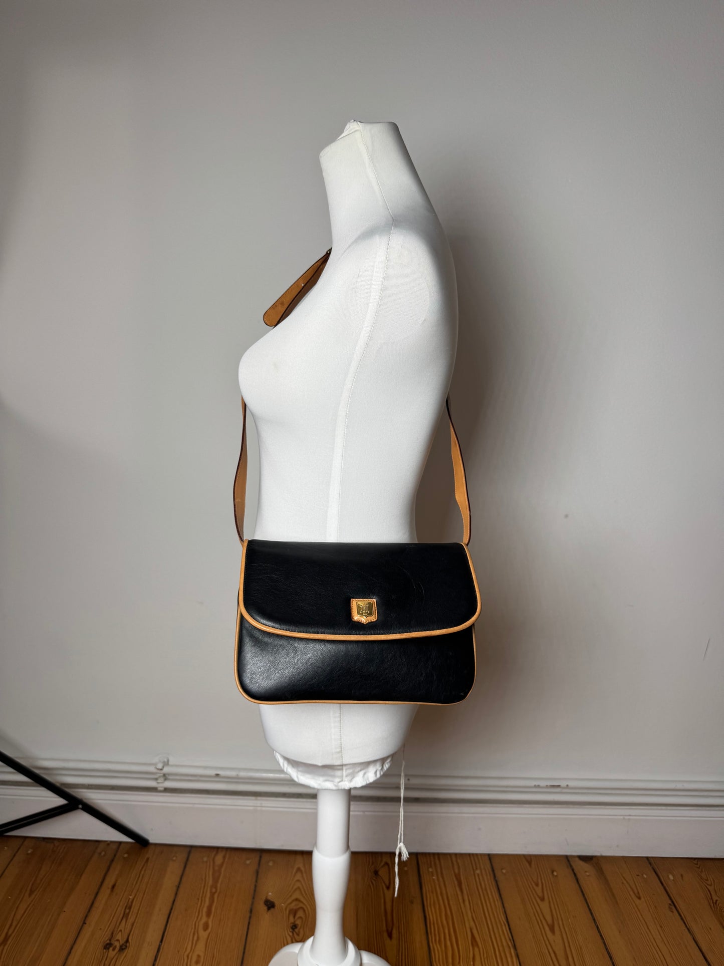 Vintage Celine Triomphe Bag Brown Black 