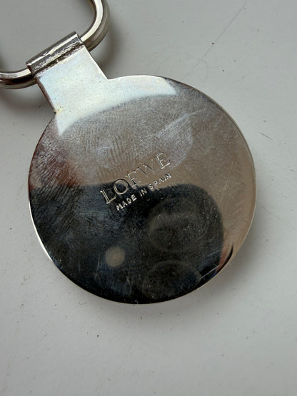 Vintage Loewe Metal Keychain Silver Gold