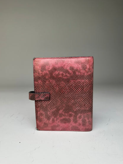 Vintage Gucci Snakeskin Leather Wallet Pink Burgundy Silver