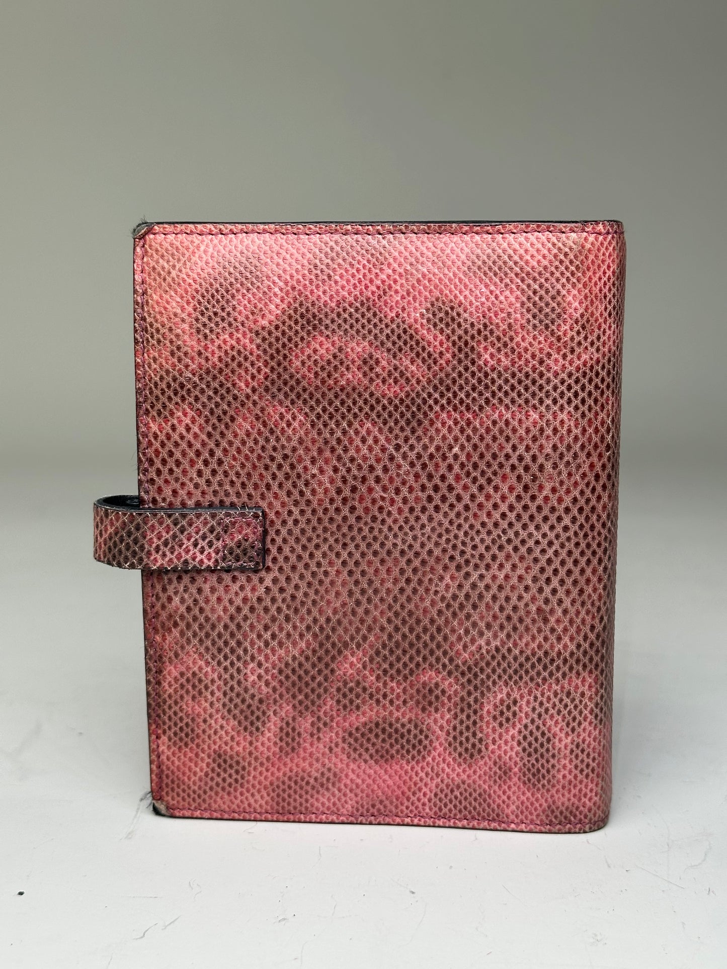 Vintage Gucci Snakeskin Leather Wallet Pink Burgundy Silver