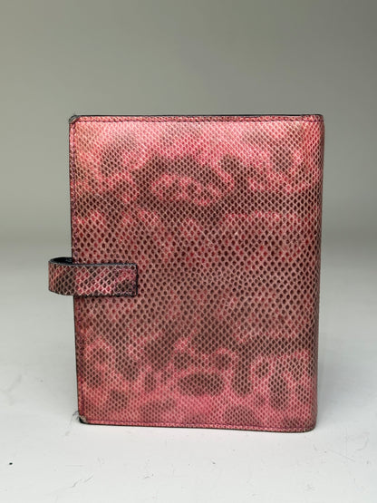 Vintage Gucci Snakeskin Leather Wallet Pink Burgundy Silver