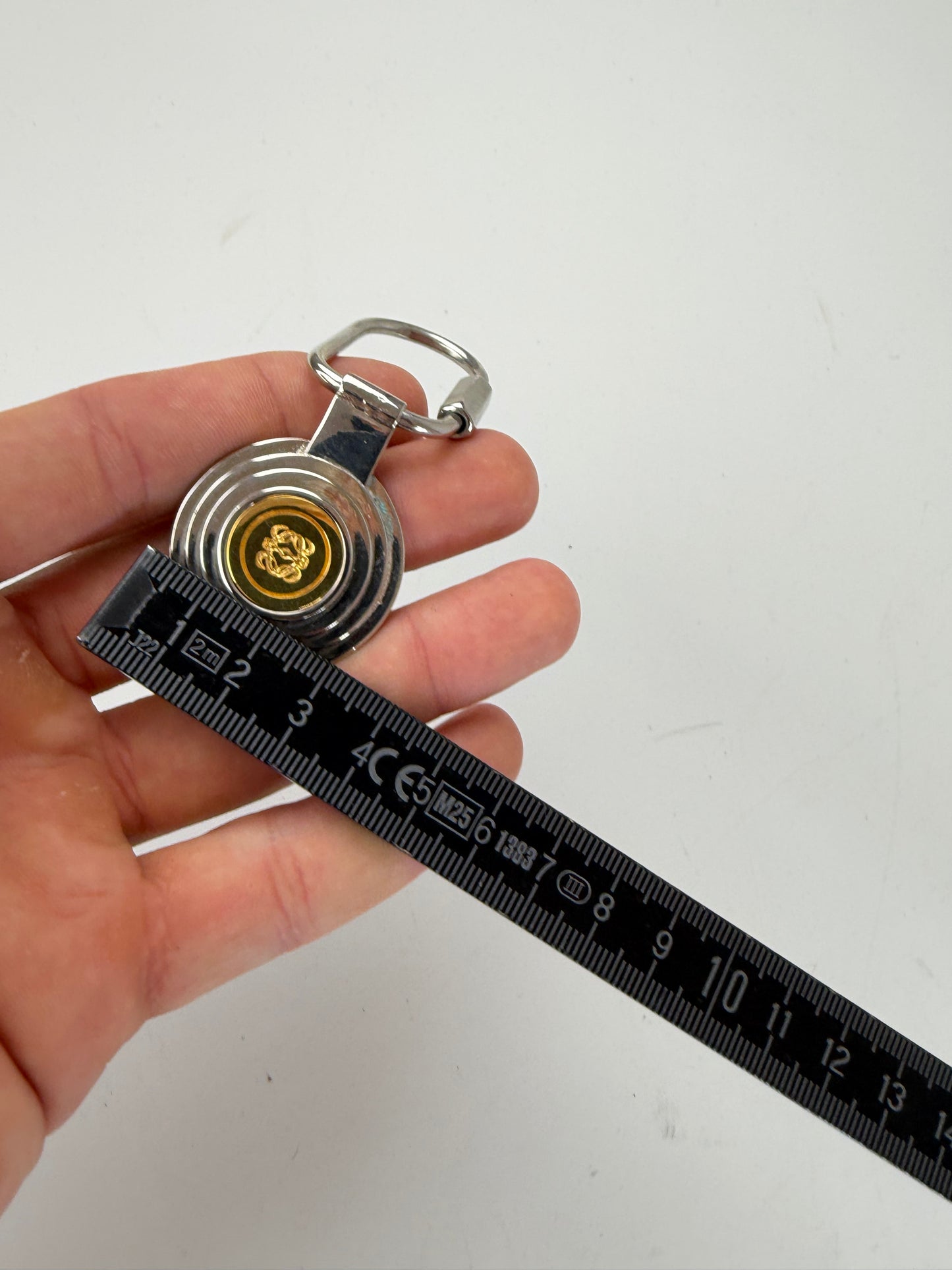 Vintage Loewe Metal Keychain Silver Gold