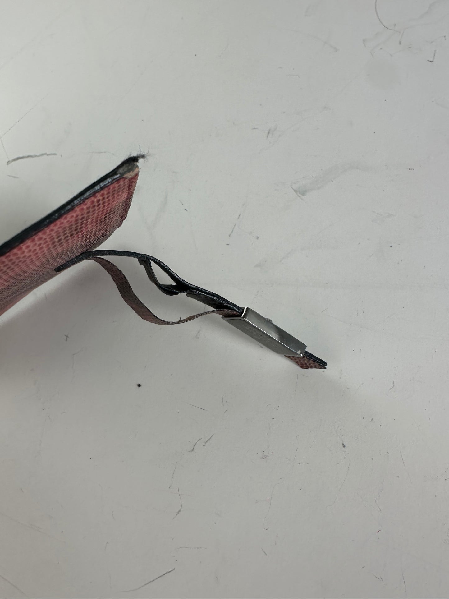 Vintage Gucci Snakeskin Leather Wallet Pink Burgundy Silver