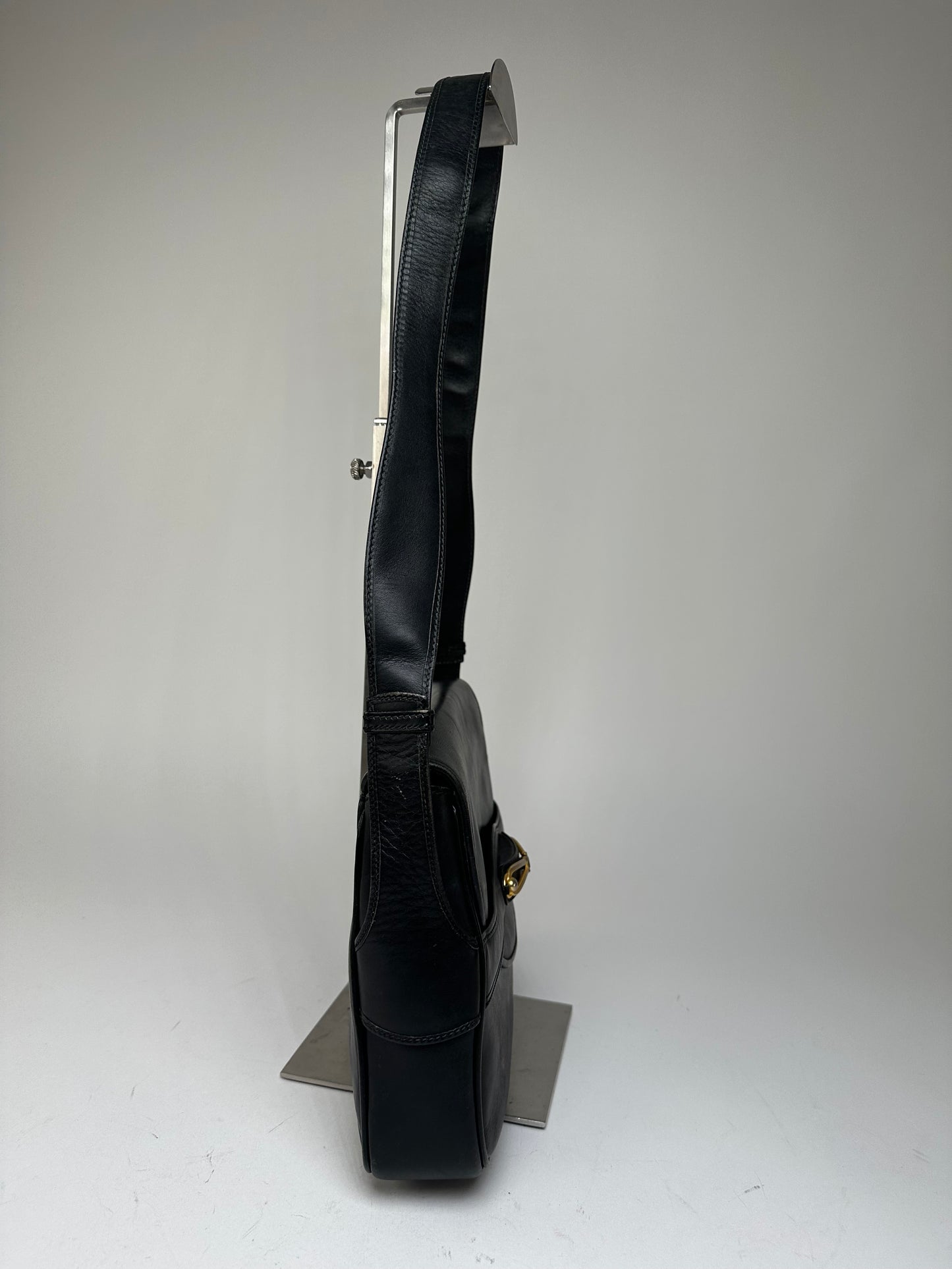 Vintage Gucci Boutique Smooth Leather Flap Shoulder Bag Black