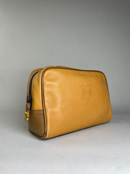 Vintage Loewe Leather Cosmetic Case Yellow Gold