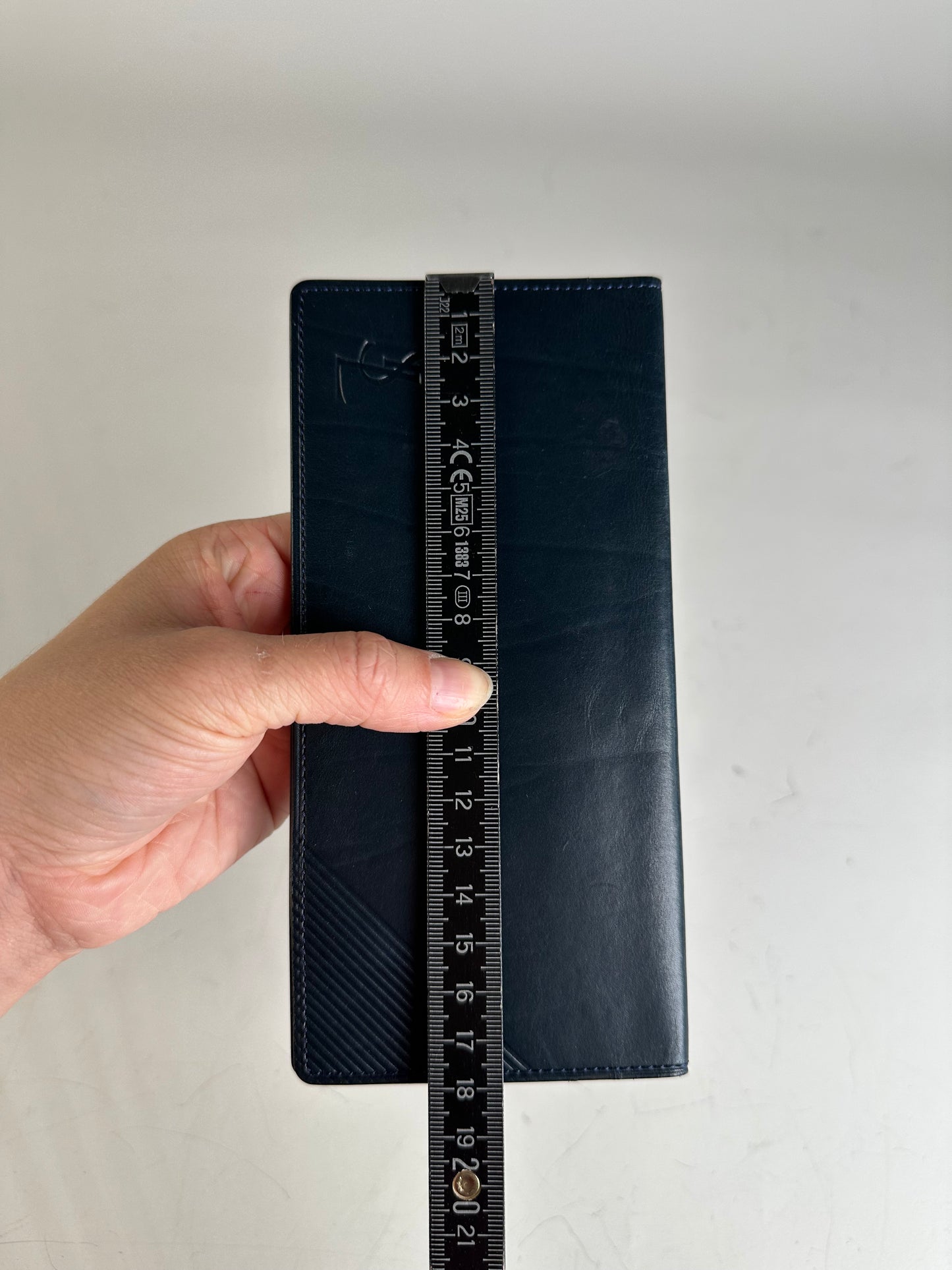 Vintage Yves Saint Laurent Leather Long Wallet Dark Navy Gold