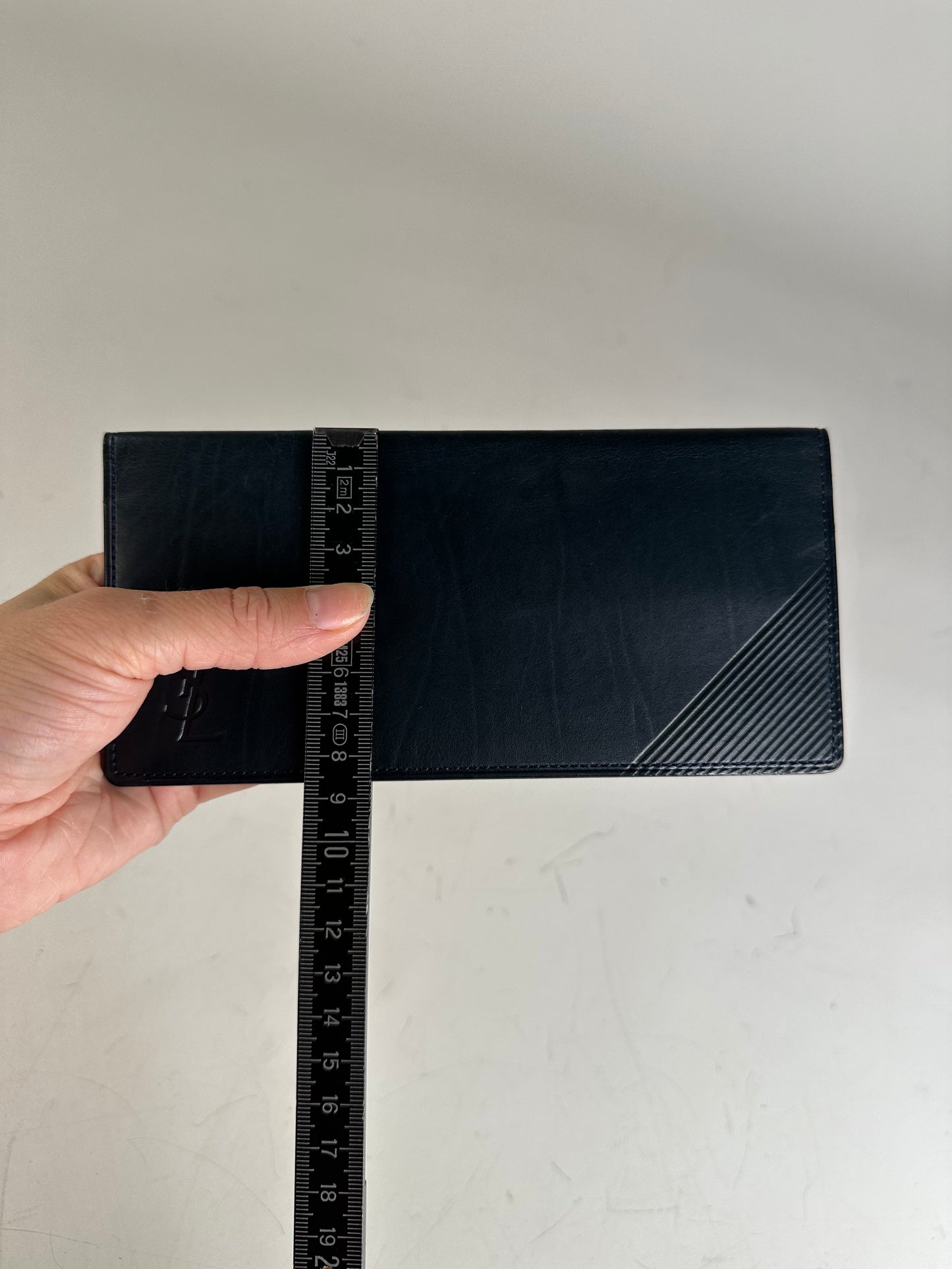 Vintage Yves Saint Laurent Leather Long Wallet Dark Navy Gold