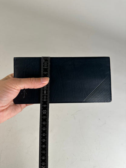Vintage Yves Saint Laurent Leather Long Wallet Dark Navy Gold