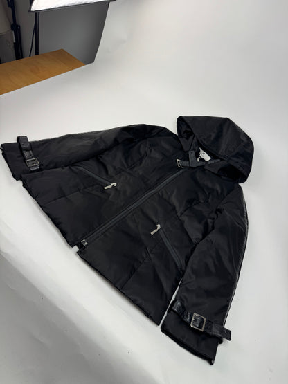 Vintage Courreges Puffer Leather Jacket 38/M black