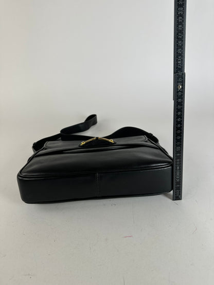 Vintage Gucci Boutique Smooth Leather Flap Shoulder Bag Black
