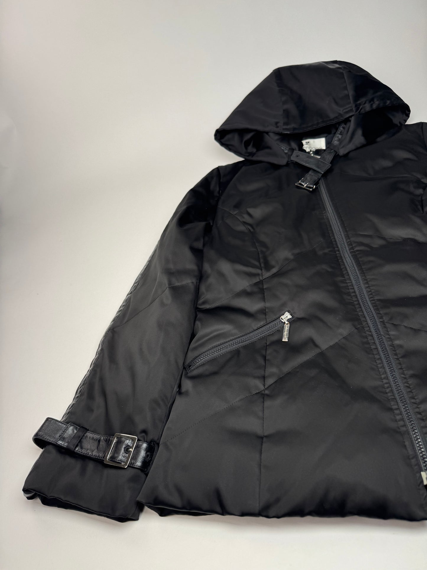 Vintage Courreges Puffer Leather Jacket 38/M black
