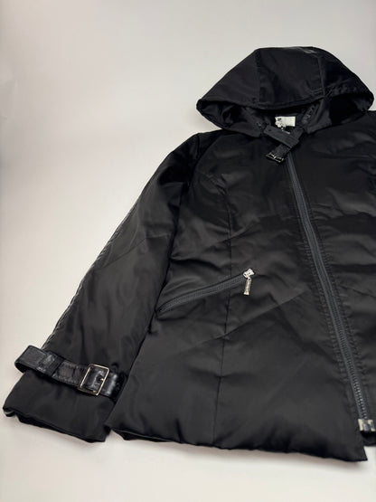 Vintage Courreges Puffer Leather Jacket 38/M black