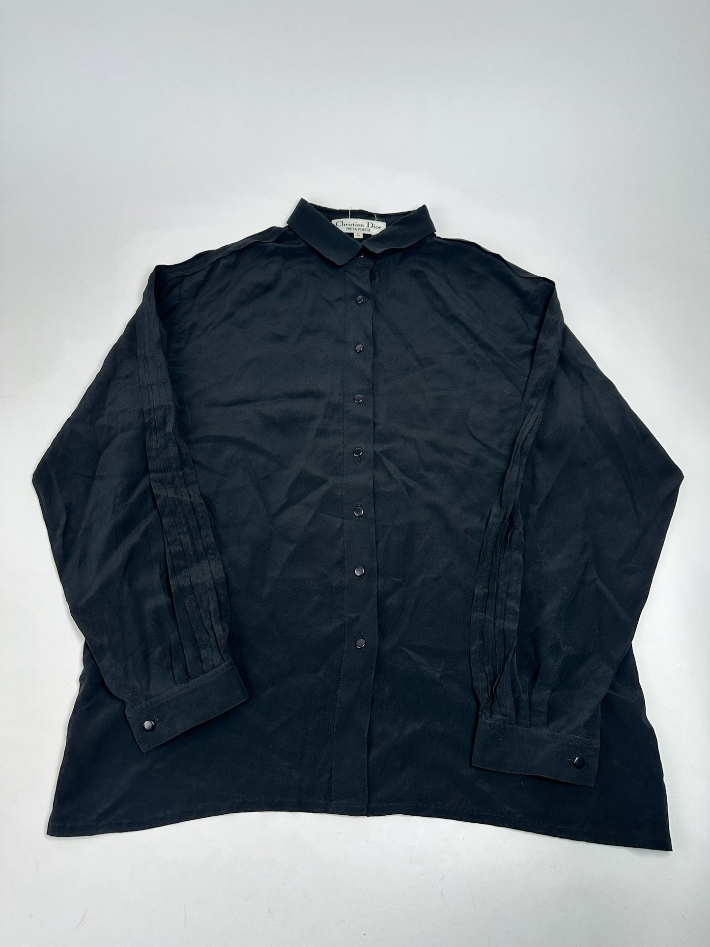 Vintage Dior Silk Shirt Black M