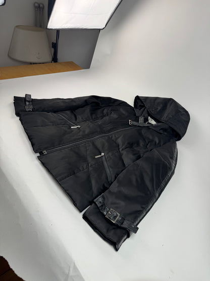 Vintage Courreges Puffer Leather Jacket 38/M black