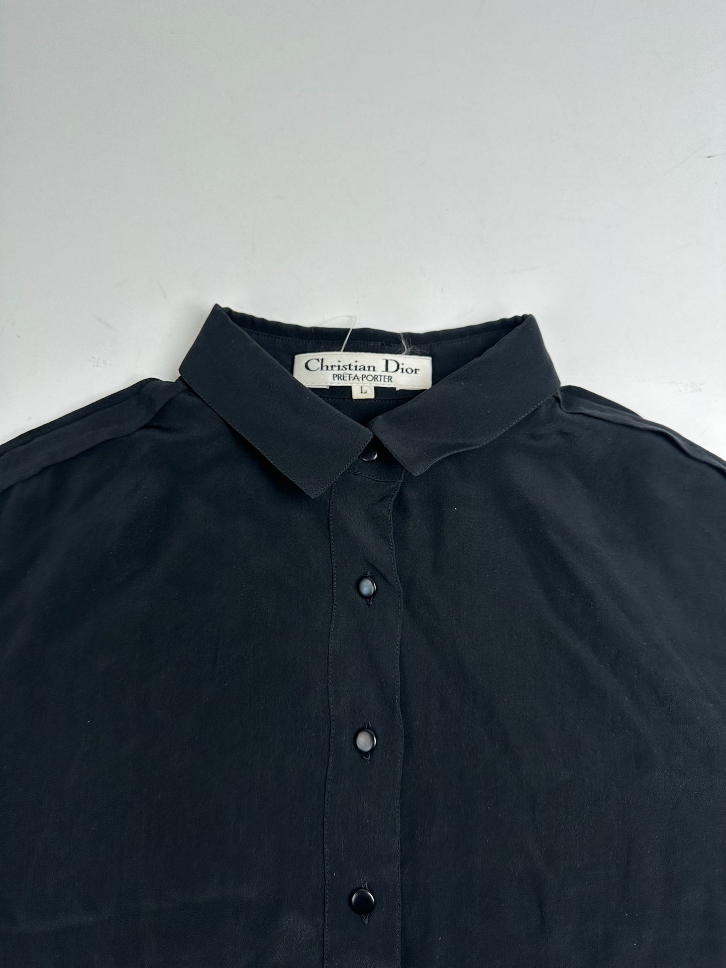 Vintage Dior Silk Shirt Black M