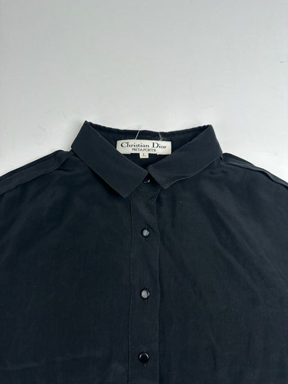 Vintage Dior Silk Shirt Black M