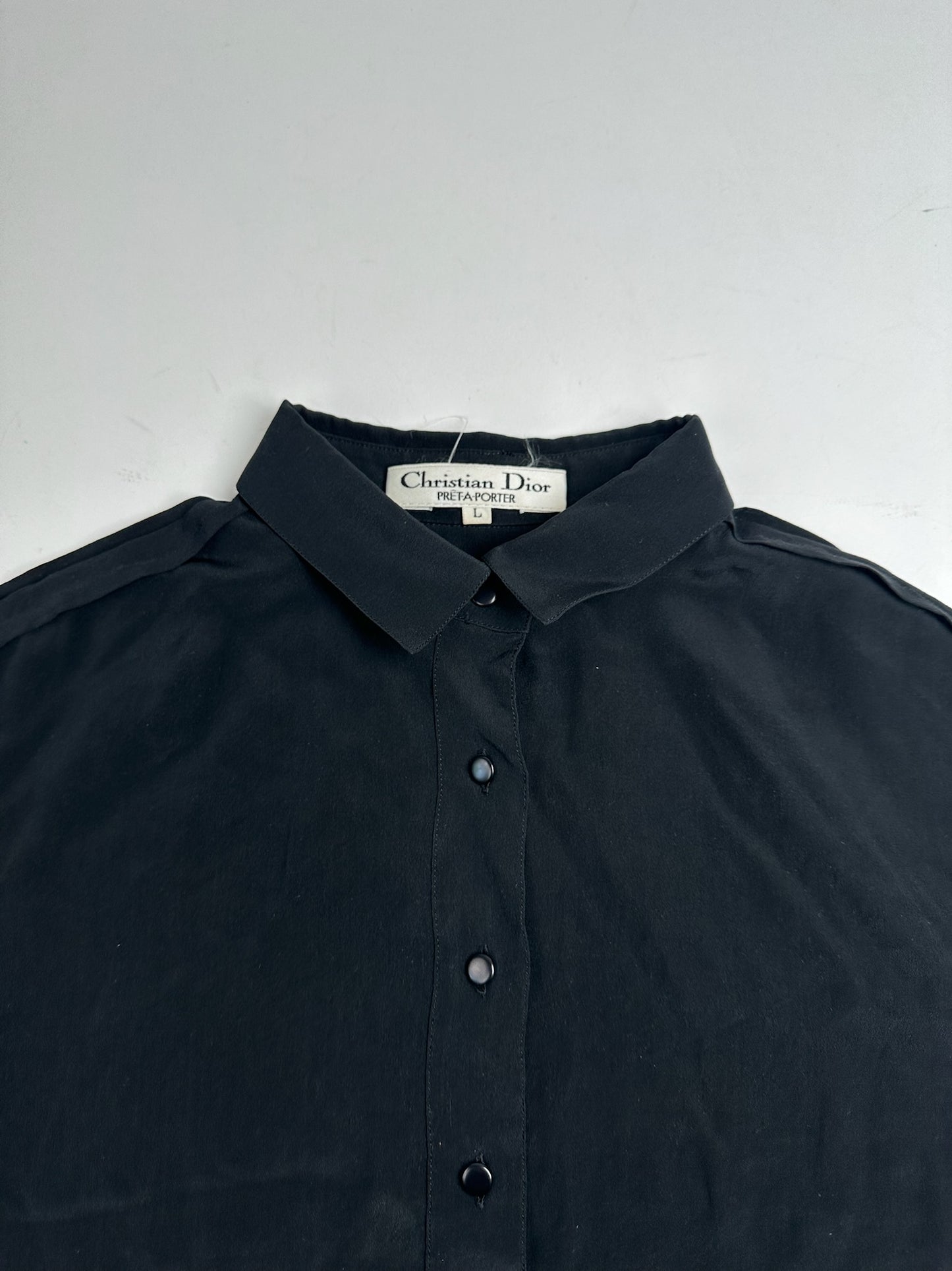 Vintage Dior Silk Shirt Black M