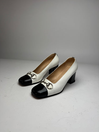 Vintage Gucci Horsebit Pumps Black White EU36,5