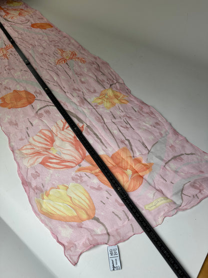 Vintage Ferragamo Floral Silk Scarf Pink Orange Cream