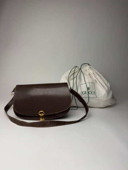 Vintage Gucci Leather Horsebit Shoulder / Crossbody Bag Brown