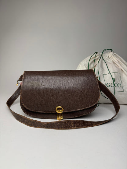 Vintage Gucci Leather Horsebit Shoulder / Crossbody Bag Brown