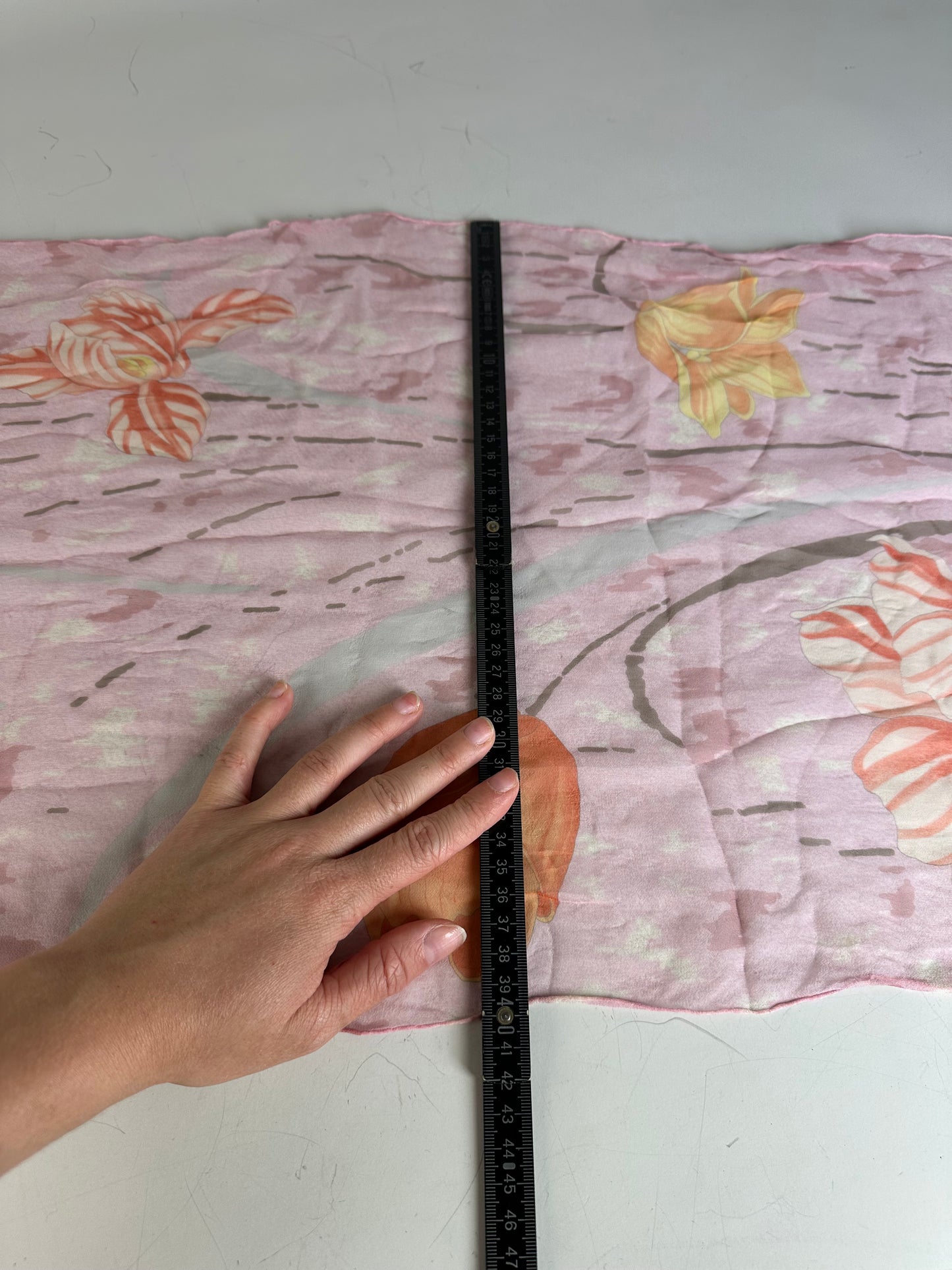 Vintage Ferragamo Floral Silk Scarf Pink Orange Cream