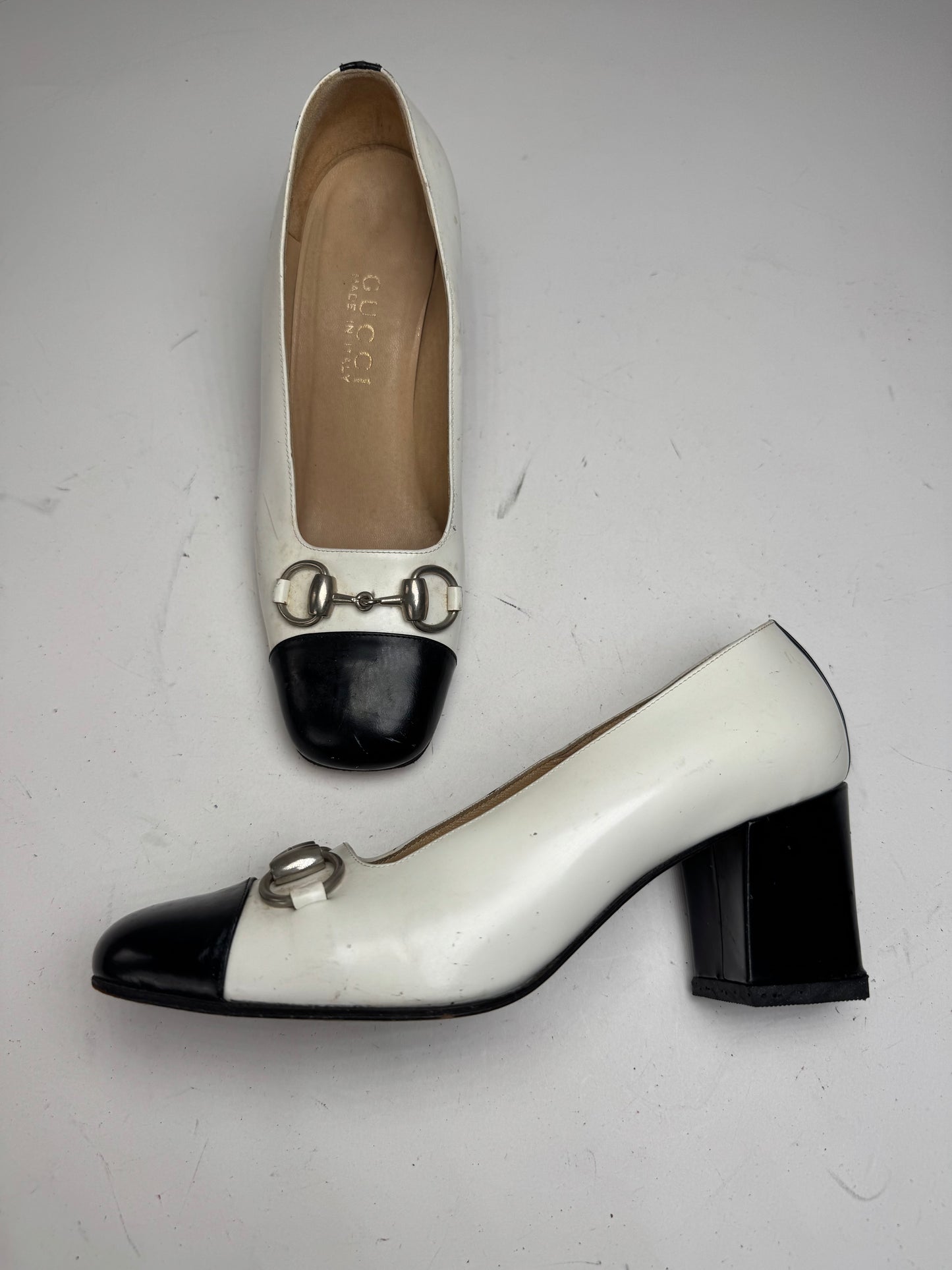 Vintage Gucci Horsebit Pumps Black White EU36,5