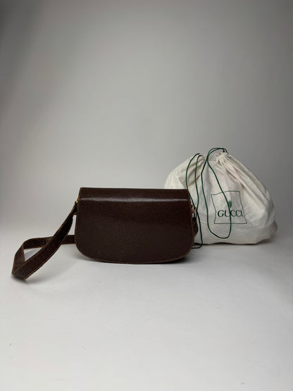 Vintage Gucci Leather Horsebit Shoulder / Crossbody Bag Brown