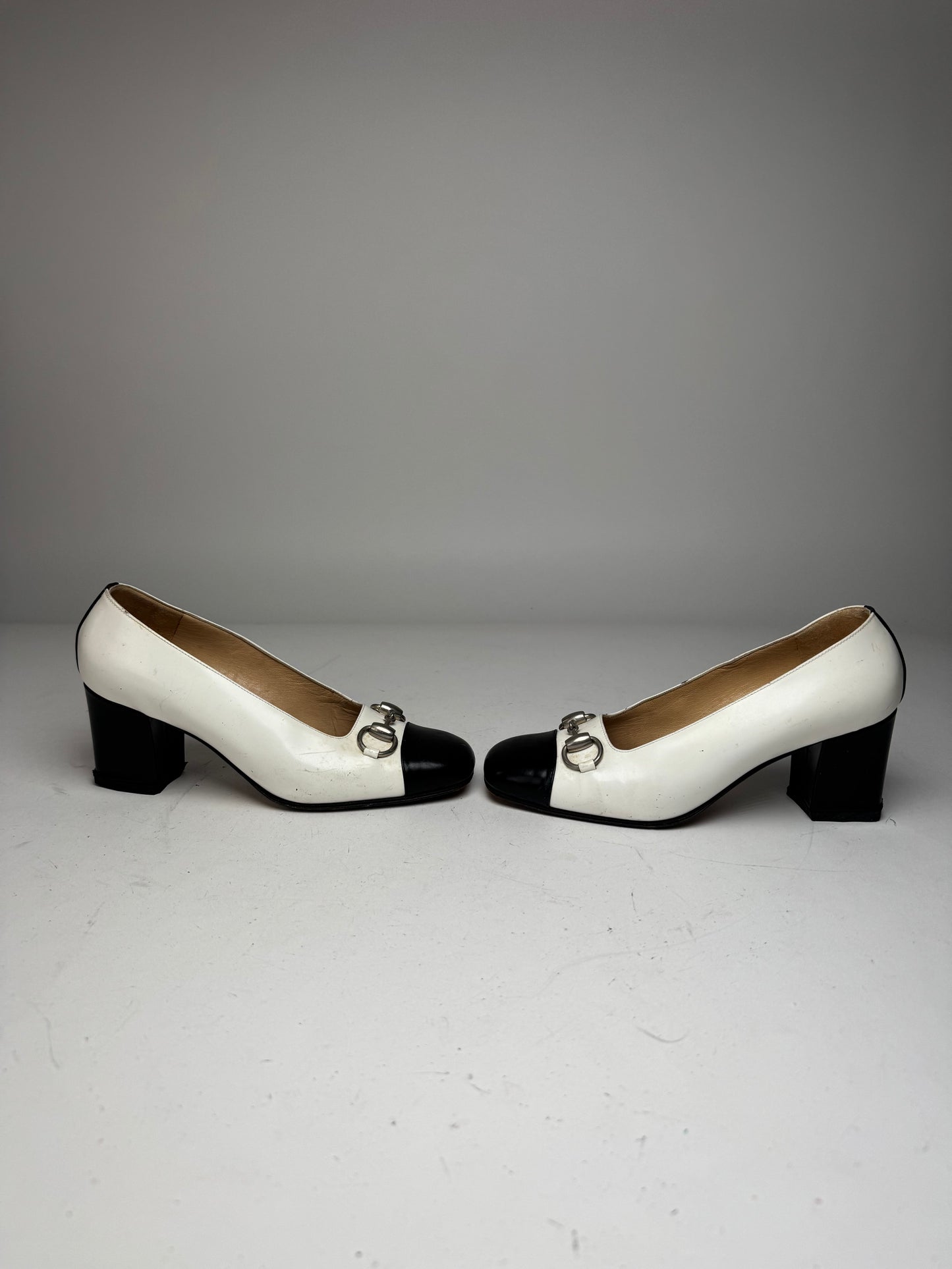 Vintage Gucci Horsebit Pumps Black White EU36,5
