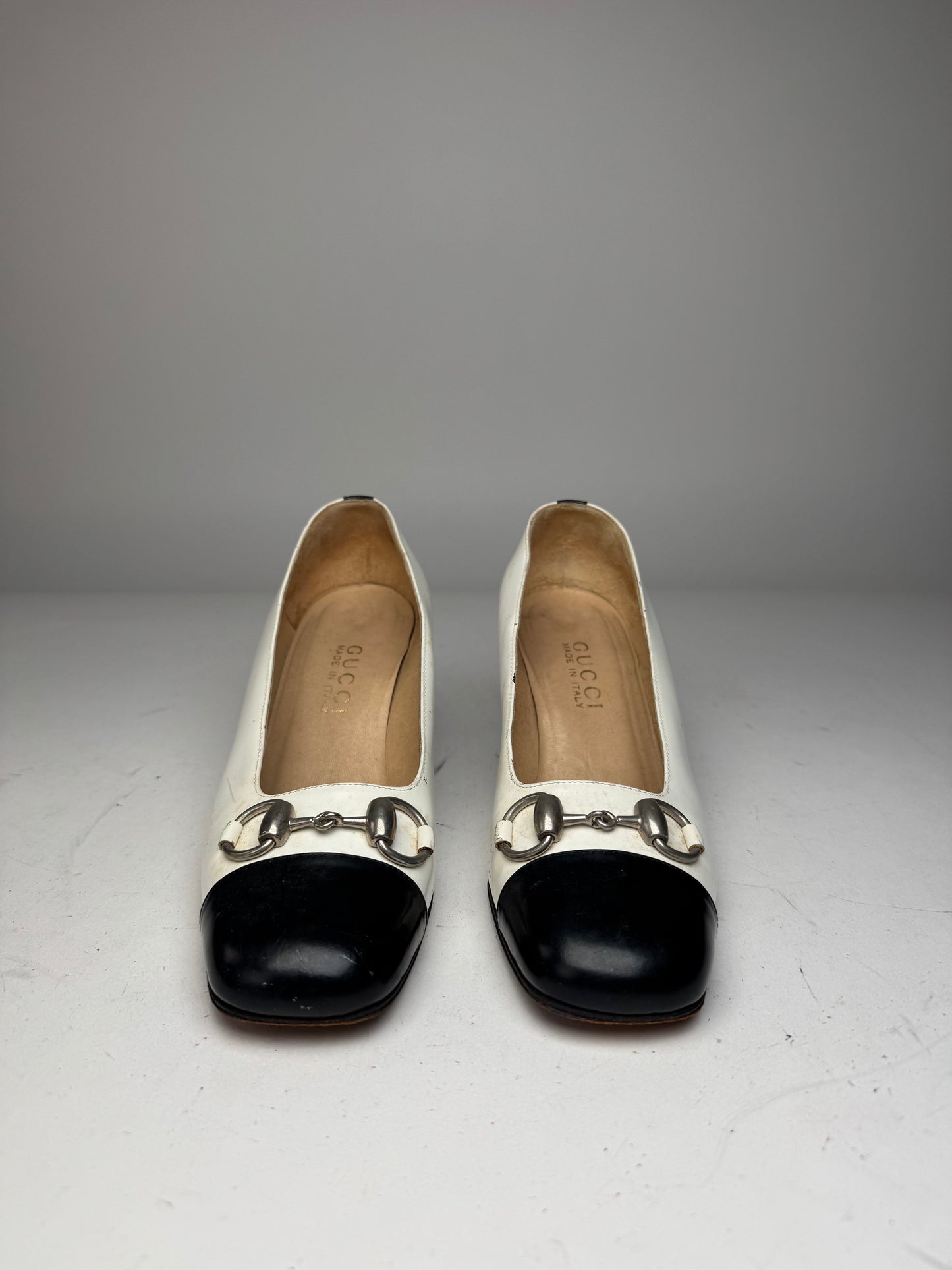 Vintage Gucci Horsebit Pumps Black White EU36,5