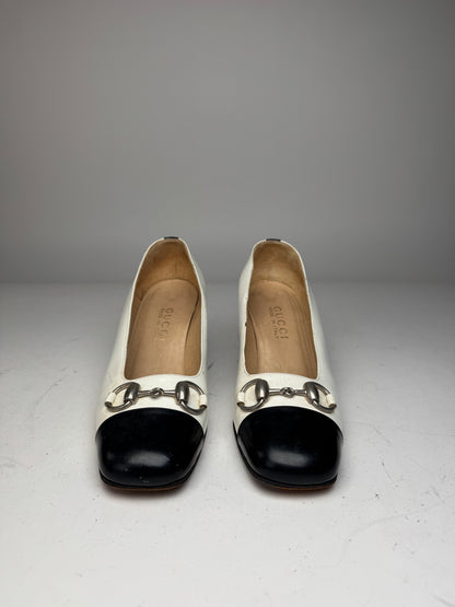 Vintage Gucci Horsebit Pumps Black White EU36,5