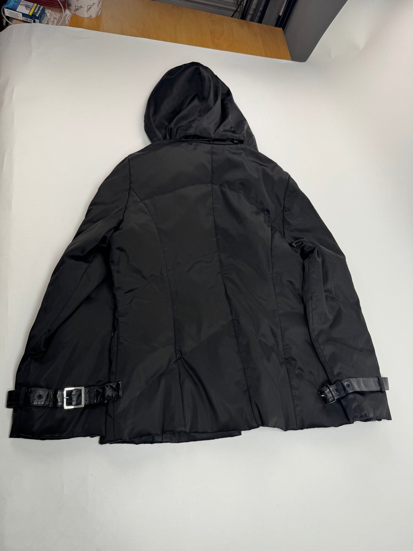 Vintage Courreges Puffer Leather Jacket 38/M black