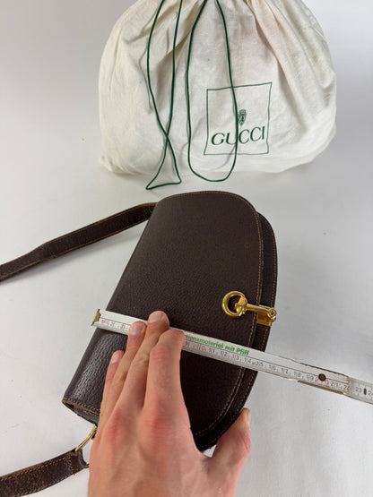 Vintage Gucci Leather Horsebit Shoulder / Crossbody Bag Brown